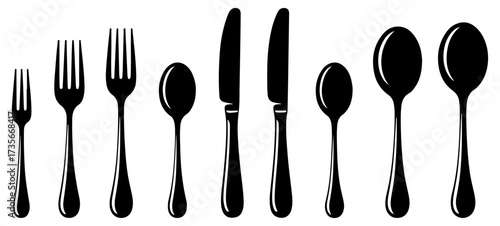 cutlery fork spoon and knife icon set