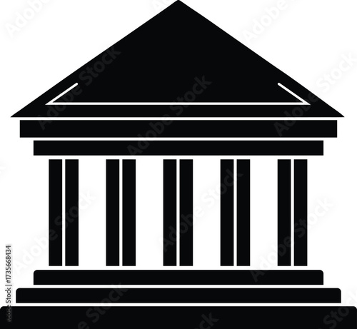 Bank Building Silhouette Vector Art Illustration