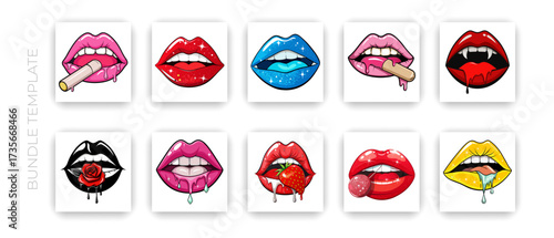 Sexy drip lips on a white background