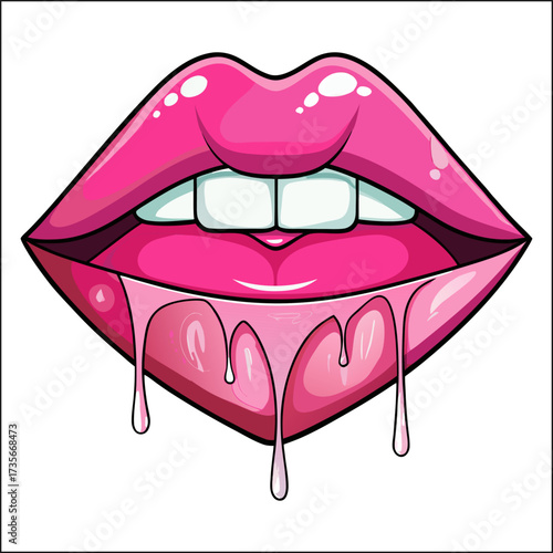 Sexy drip lips on a white background