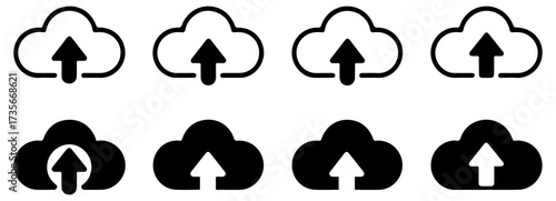 cloud download and upload icon set for web design
