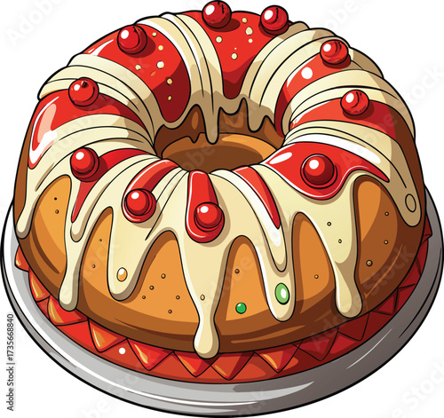 Christmas Fruitcake Traditions bundt style cake with mixed fruit arrangement