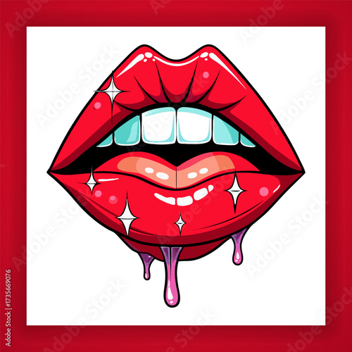Sexy drip lips on a white background