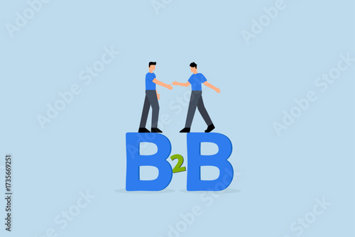B2B business to business marketing,  assurance entrepreneurs associate handshake to finalize business agreement on alphabet B2B