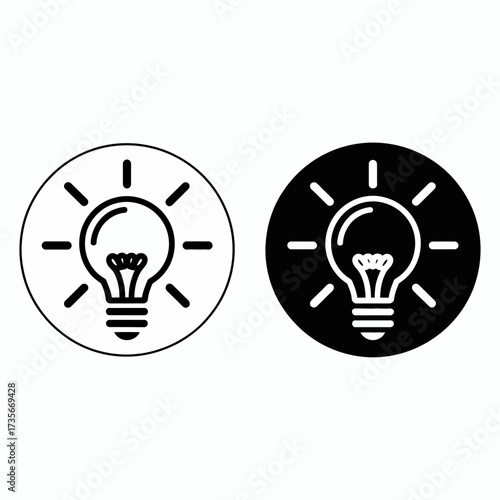 Minimalist light bulb icon design symbol for ideas innovation and solutions