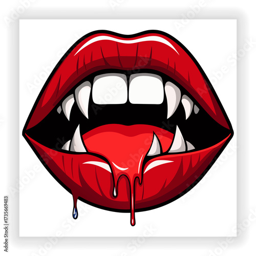 Realistic vampire lips set illustration
