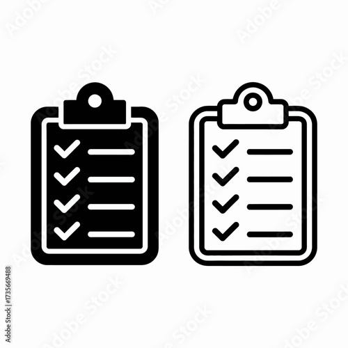 Simple black and white icon design of checklists task management to-do list symbols