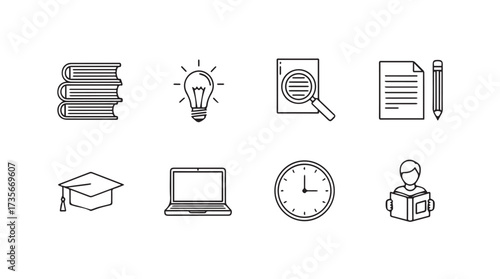 Hand drawn icons representing education study learning knowledge and achievement vector