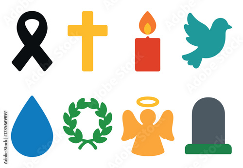 Colorful Funeral Icons