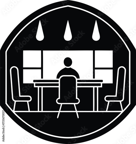 Coworking Space Silhouette Vector Art Illustration