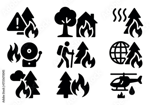 Forest Fire Icon Set