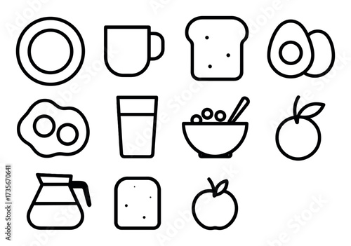 Minimalist Breakfast Icons