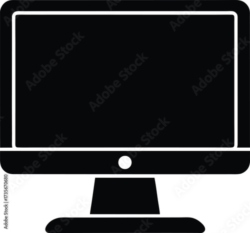 Desktop Computer Silhouette Vector Art Illustration