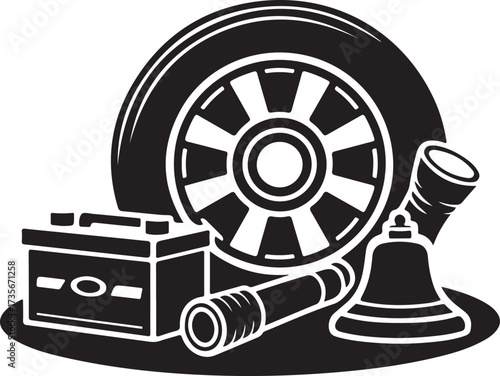 Car Parts and Tools Silhouette Collection tire wheel