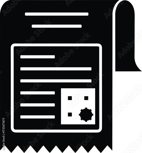 Invoice With QR Code Silhouette Vector Art Illustration