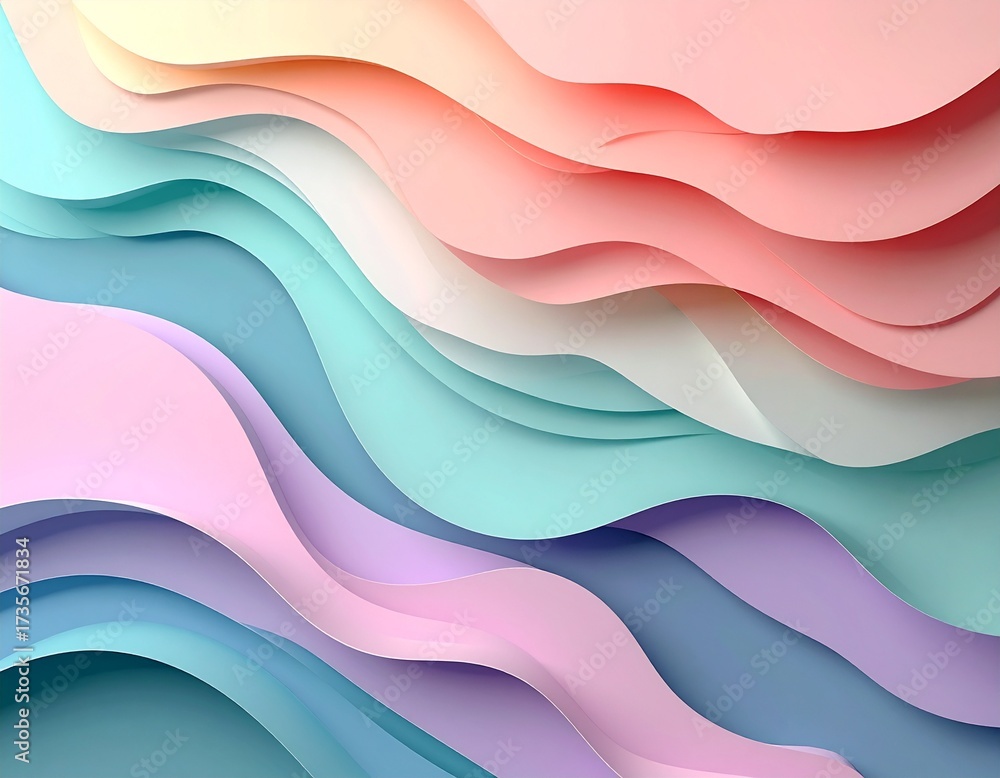 Obraz premium Hyper-detailed paper cutout layered background, pastel tones with subtle shadows, pre