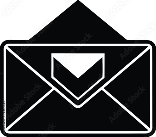 Mail Envelope With Stamp Silhouette Vector Art Illustration