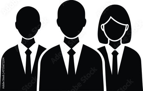 Office team silhouette vector art illustration