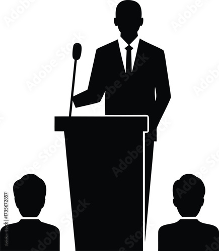 Presentation speaker silhouette vector art illustration