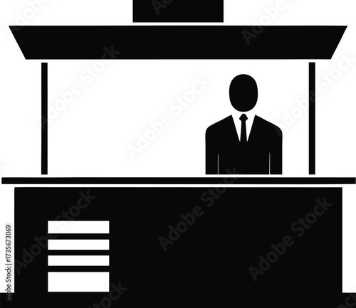 Reception area silhouette vector art illustration