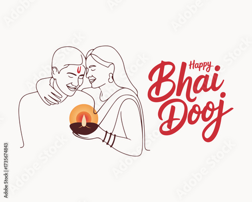 Happy Bhai Dooj Post and Greeting Card. Indian Festival Bhai Dooj Creative Poster Vector Illustration.