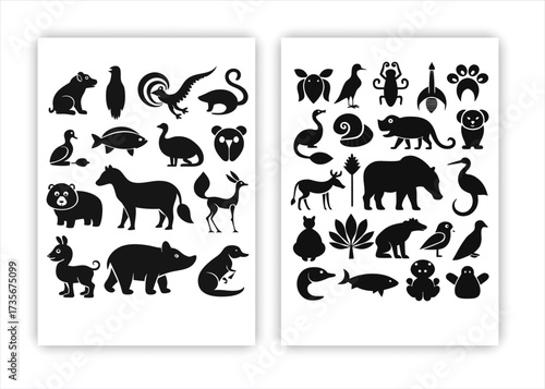 Farm animals livestock silhouettes.
