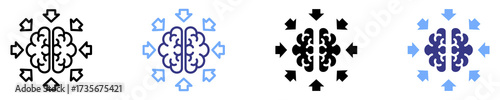 sensory brain icon set multiple style