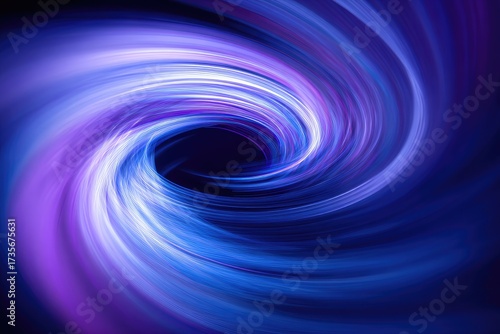 Swirling, abstract, vortex of blues and purples converging at a central dark point