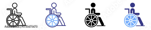 disability icon set multiple style