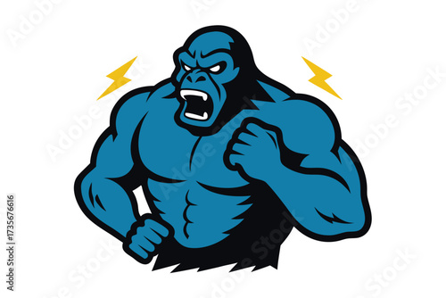 Powerful Gorilla Beating Chest Comic Style | Strong Ape Vector Art | Bold Animal Illustration