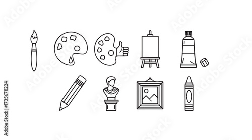Set of artistic tools and supplies for creative projects and art education collection vector