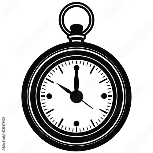 Pocket Watch Vector Illustration | Classic Timepiece Drawing | Vintage Clock Artwork