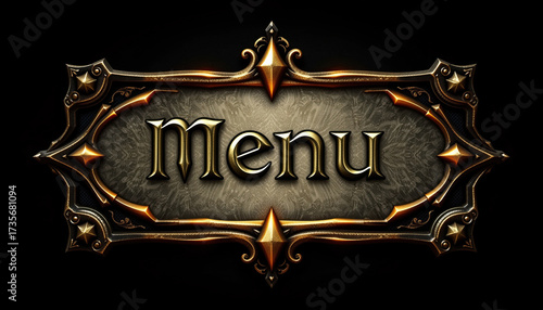 Stunning gold menu design element perfect for fantasy game or app interfaces ideal for creating a unique and immersive user experience