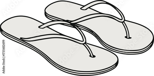 Smooth line drawing of flip-flops with straps