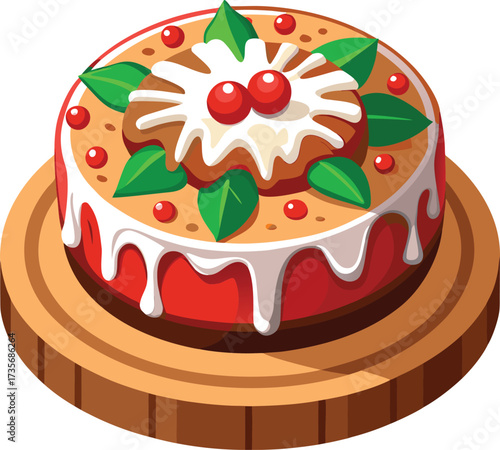 Christmas Fruitcake Traditions square cake slice with walnuts and dried fruits