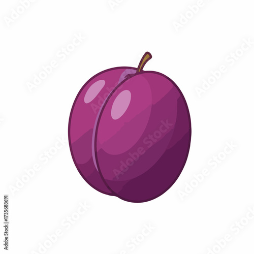 Cartoon Style Simple Isolated Plum Fruit Nutrition Food Ingredient
