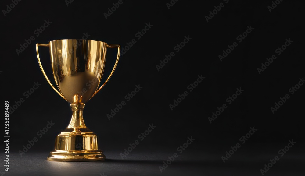Fototapeta premium Golden Trophy on a Dark Background Symbolizing Achievement and Victory.