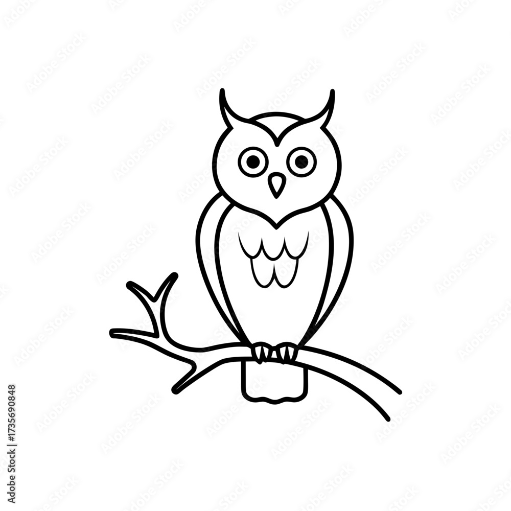 Fototapeta premium Simple owl perched on branch
