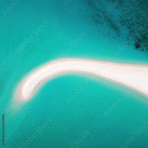 Aerial turquoise water sandbar beach ocean sea coast island seascape travel vacation paradise destination