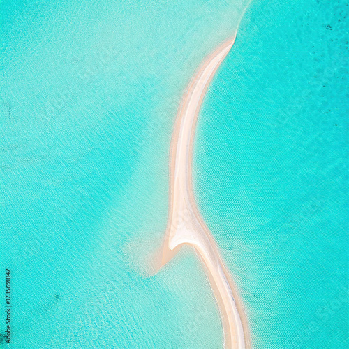 Aerial beach sandbar turquoise ocean water seascape tropical paradise vacation destination caribbean travel view