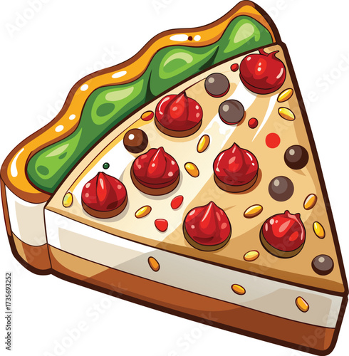 Christmas Fruitcake Traditions square slice with mixed candied fruits and walnuts