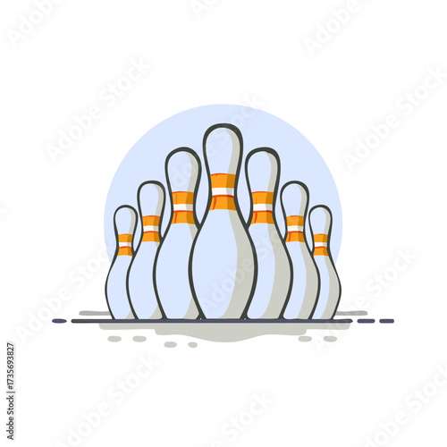 Bowling pins vector illustration. Sport equipment, bowling game concept.