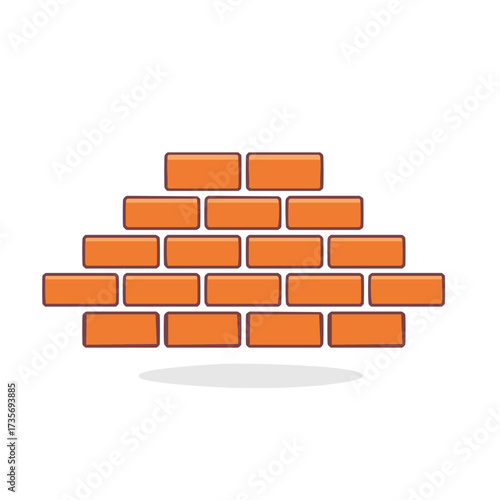 Orange Brick Wall Construction Material Flat Design Illustration