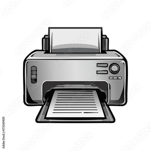 Modern office printer device with paper output and input tray