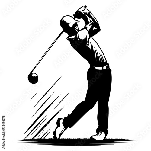 Golfer Hitting A Crisp Drive With Motion Lines