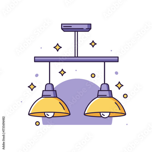 Hanging pendant lights in modern, interior design and decor concept