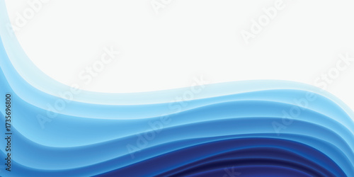 Futuristic White abstract horizontal banner background with wave graphic. Modern turquoise and blue gradient wave curve shape