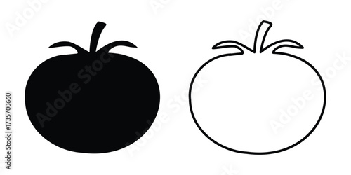 Tomato silhouette vector, tomato icon vector