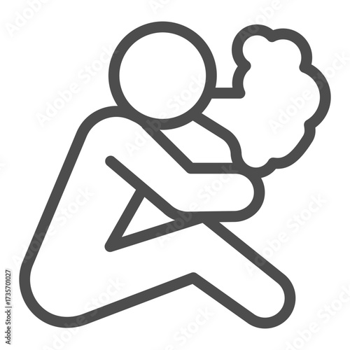 Human smoking line icon, habit concept. Vector graphics. Man sitting sign on white background, outline style icon for mobile or web design.