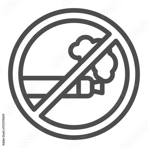 Vaping device ban line icon, dangers of smoking concept. Vector graphics. Prohibited item sign on white background, outline style icon for mobile or web design.